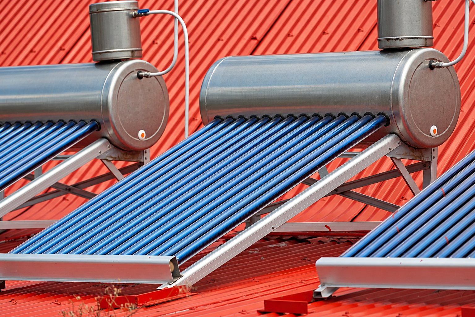 Chauffe-eaux solaires installés sur un toit