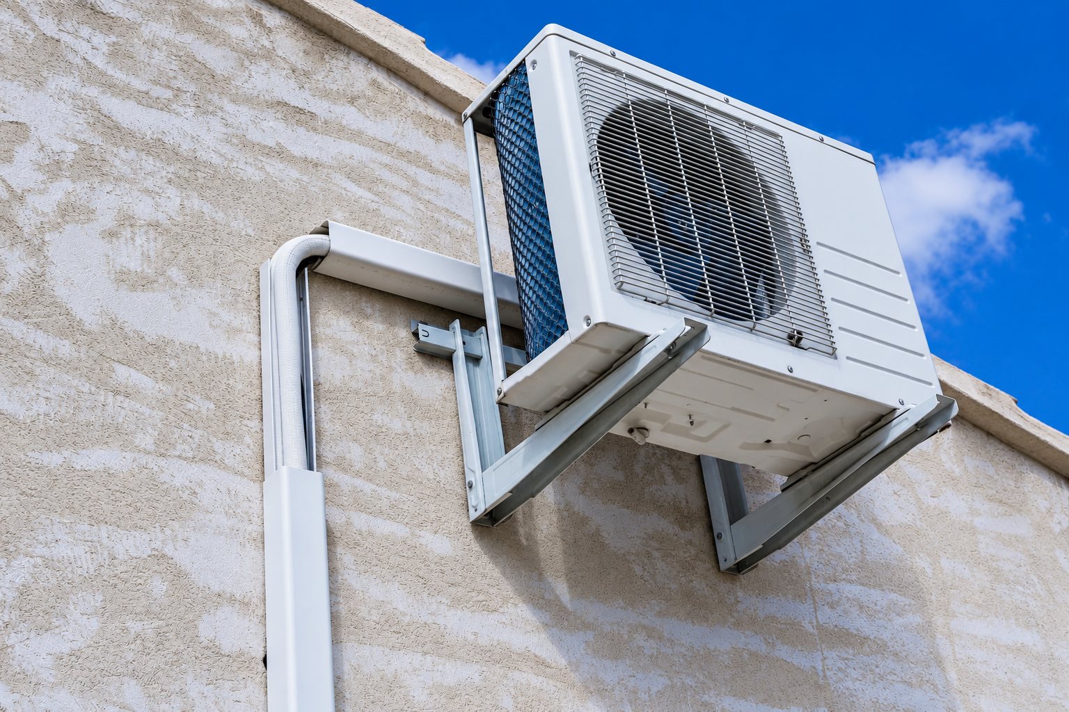 Groupe extérieur de climatisation fixé sur une façade